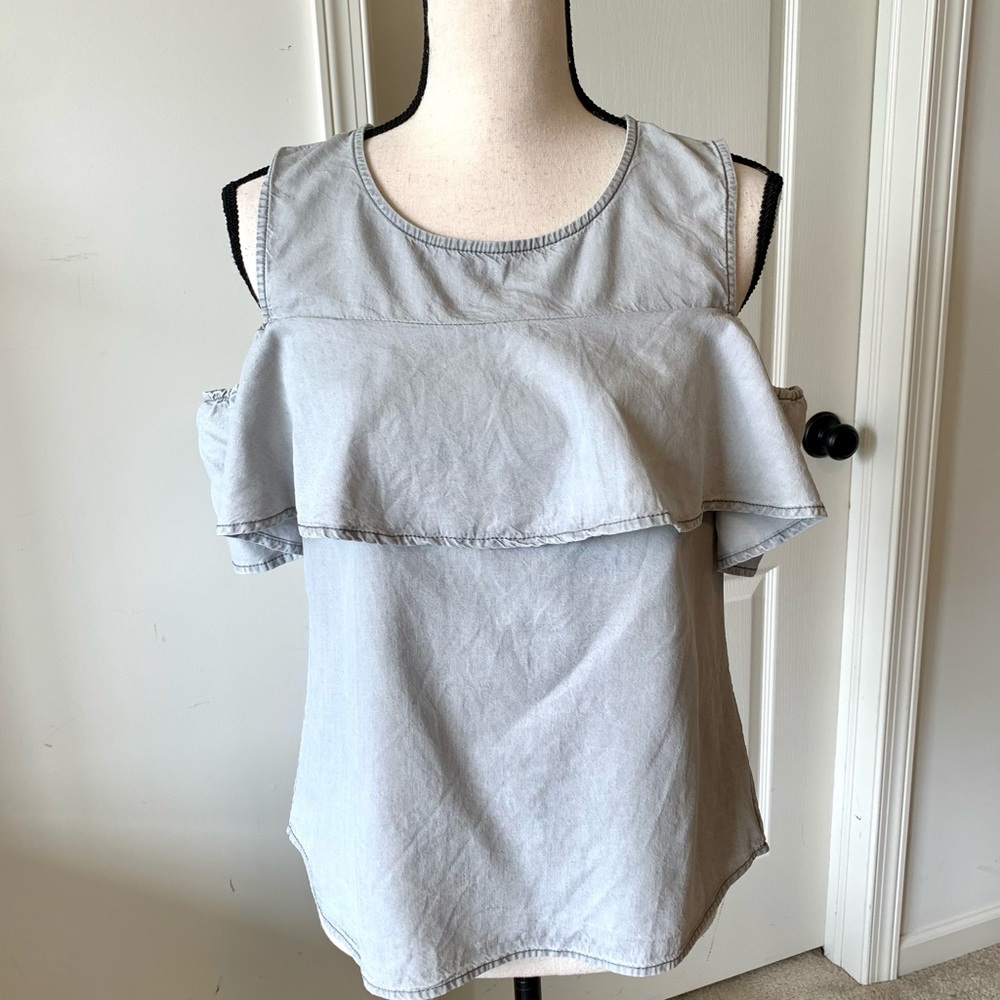 LAUREN RALPH LAUREN Ruffled Cold Shoulder Top—PM